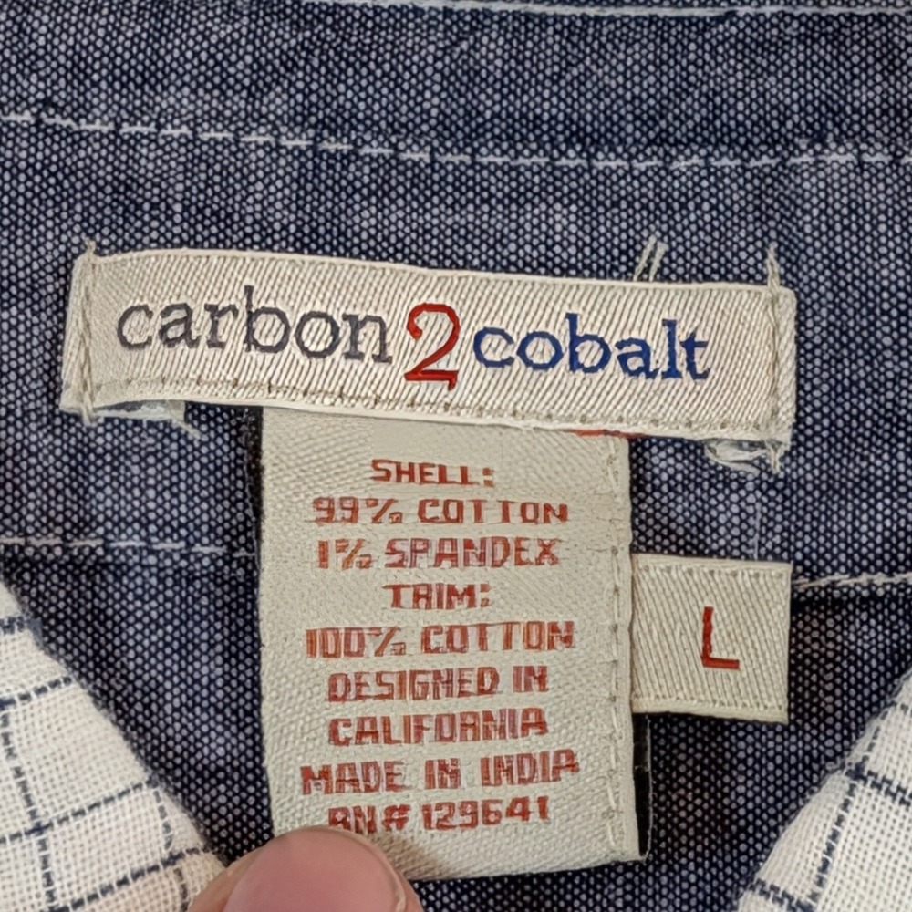 Carbon‎ 2 Cobalt Mens Button Down Long Sleeve Shirt Plaid Size Large - Picture 6 of 7